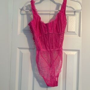 Victoria's Secret Hot Pink Lace Chemise